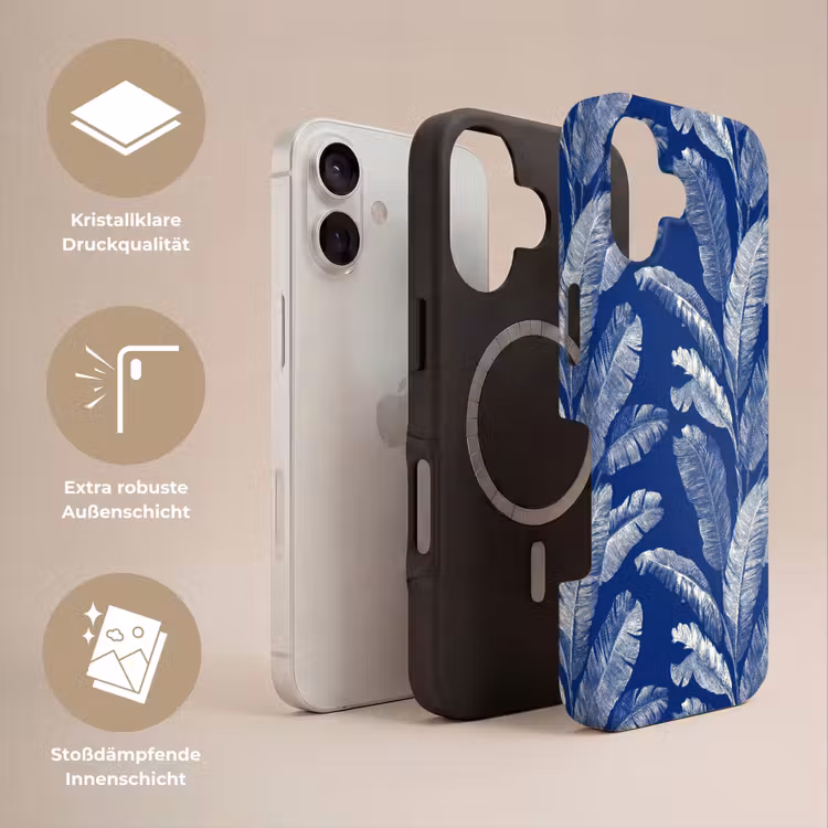 Blad - Palm - Blauw Toughcase MagSafe Apple iPhone 17 klein 1017 -USP_Lagen_DE