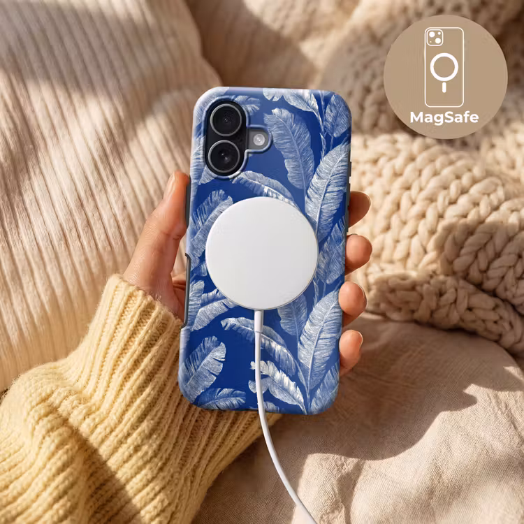 Blad - Palm - Blauw Toughcase MagSafe Apple iPhone 17 klein 1017 -USP_MagsafeV