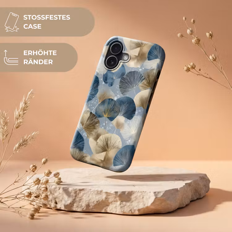Bladeren - Abstract - Goud - Blauw Toughcase MagSafe Apple iPhone 17 klein -USP_RandenV_DE