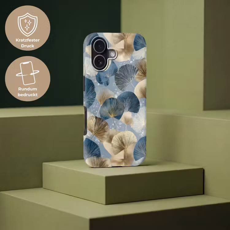 Bladeren - Abstract - Goud - Blauw Toughcase MagSafe Apple iPhone 17 klein -USP_PrintM_DE