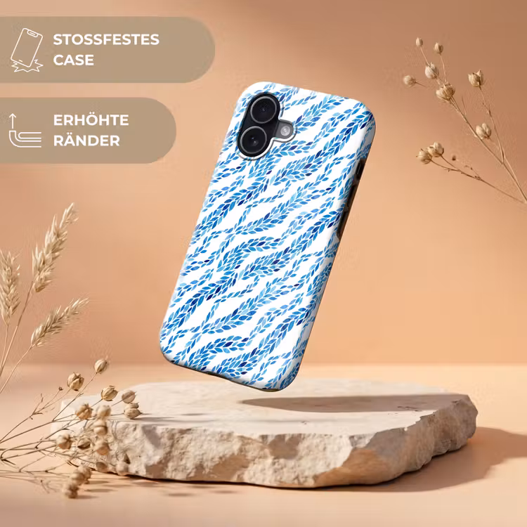 Bladeren - Aquarel - Patroon - Modern - Blauw Toughcase MagSafe Apple iPhone 17 klein -USP_RandenV_DE