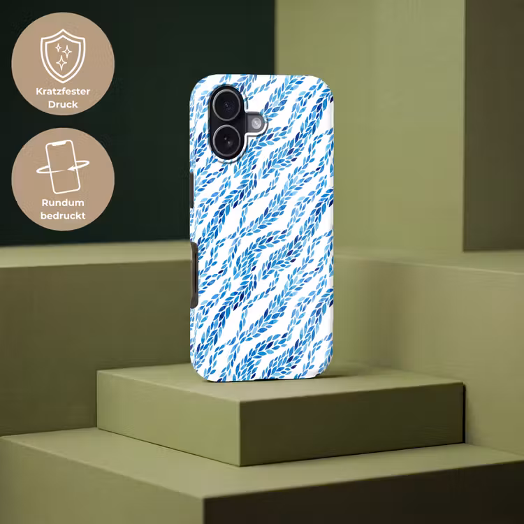 Bladeren - Aquarel - Patroon - Modern - Blauw Toughcase MagSafe Apple iPhone 17 klein -USP_PrintM_DE