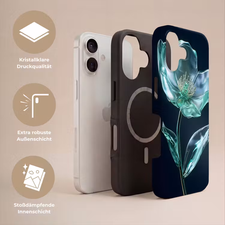 Bladeren - Bloem - Glazen - Donkerblauw Toughcase MagSafe Apple iPhone 17 klein -USP_Lagen_DE