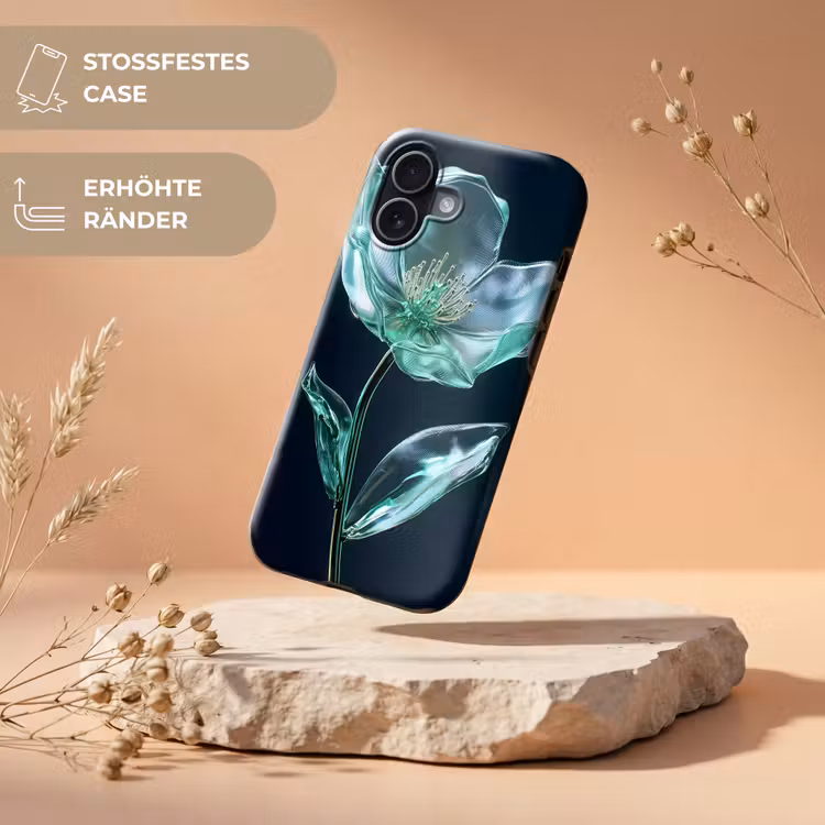 Bladeren - Bloem - Glazen - Donkerblauw Toughcase MagSafe Apple iPhone 17 klein -USP_RandenV_DE