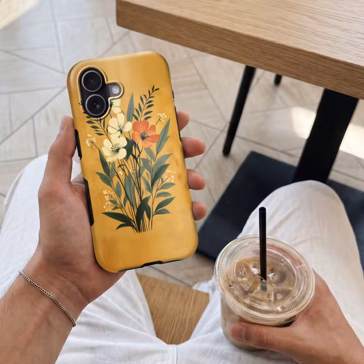Bladeren - Boeket - Bloemen - Geel Toughcase MagSafe Apple iPhone 17 klein -Sfeer1M