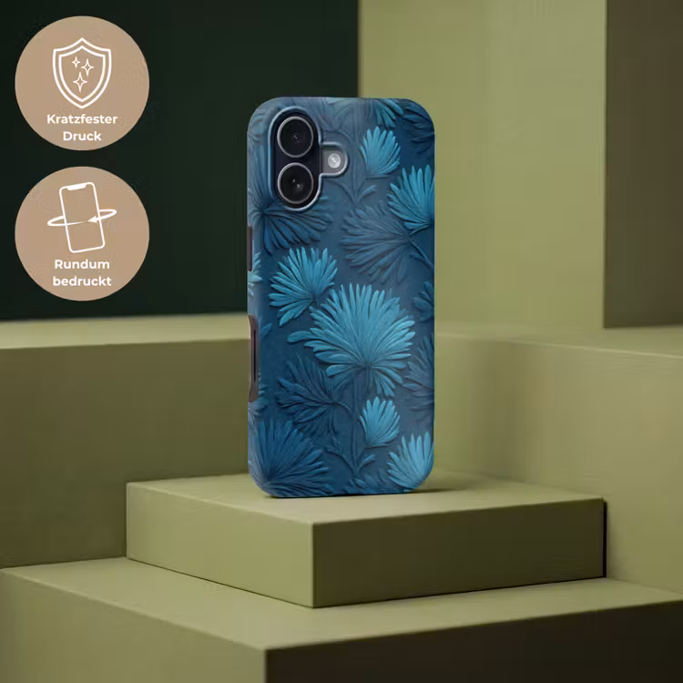 Bladeren - Reliëf - Patroon - Oceaanblauw - Modern Toughcase MagSafe Apple iPhone 17 klein 1017 -USP_PrintM_DE