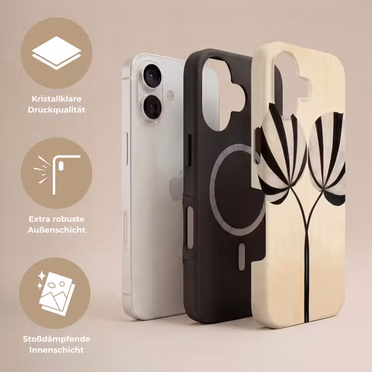 Bladeren - Gestreept - Stengel - Beige Toughcase MagSafe Apple iPhone 17 klein -USP_Lagen_DE