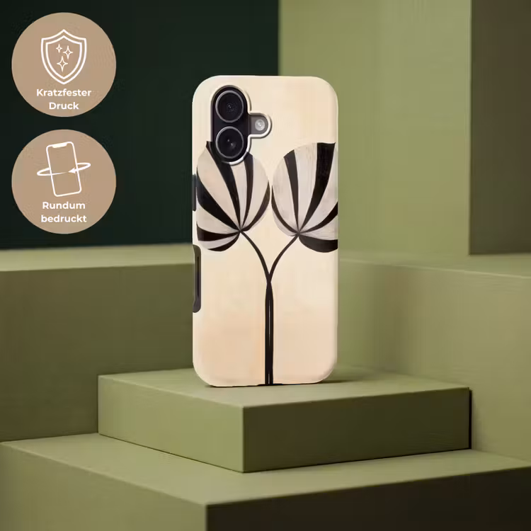 Bladeren - Gestreept - Stengel - Beige Toughcase MagSafe Apple iPhone 17 klein -USP_PrintM_DE