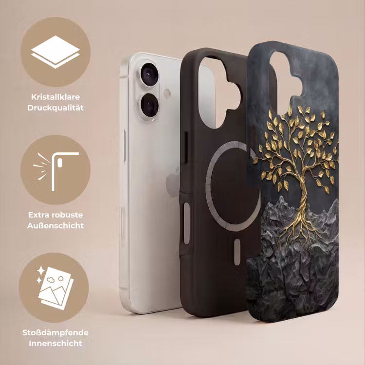 Bladeren - Goud - Boom - Rots Toughcase MagSafe Apple iPhone 17 klein -USP_Lagen_DE