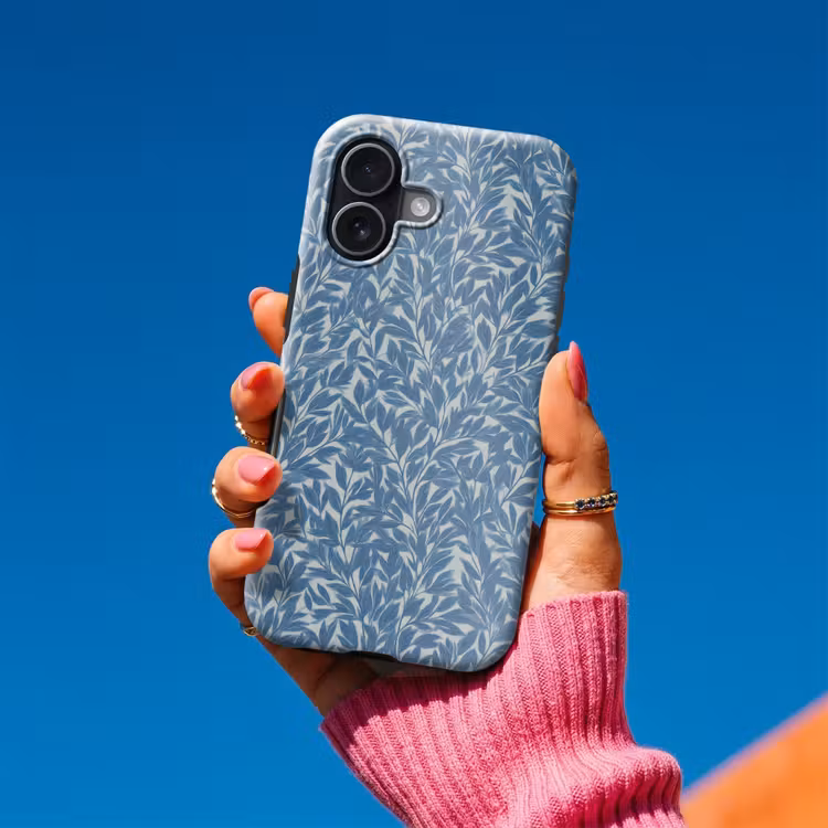 Bladeren - Klassiek - Patroon - Donkerblauw - Vintage Toughcase MagSafe Apple iPhone 17 klein 1017 -Sfeer1V