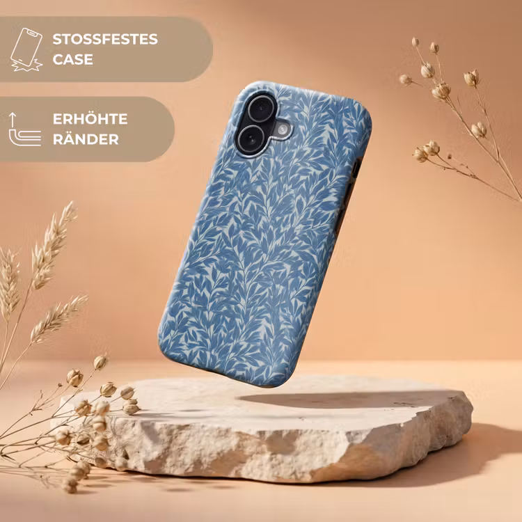 Bladeren - Klassiek - Patroon - Donkerblauw - Vintage Toughcase MagSafe Apple iPhone 17 klein 1017 -USP_RandenV_DE