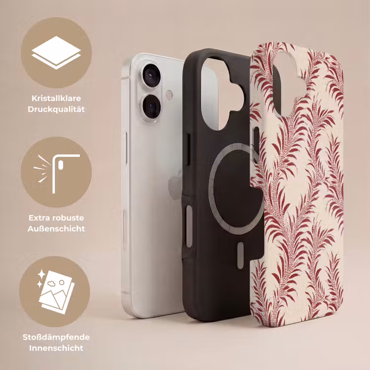 Bladeren - Linnen - Rood Toughcase MagSafe Apple iPhone 17 klein 1017 -USP_Lagen_DE
