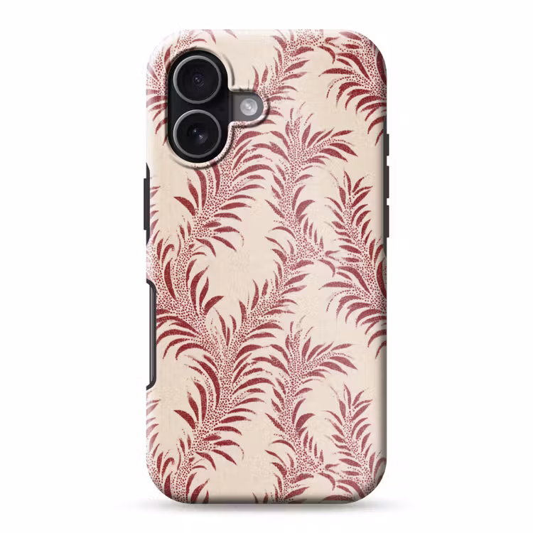 Bladeren - Linnen - Rood Toughcase MagSafe Apple iPhone 17 klein 1017 -3d