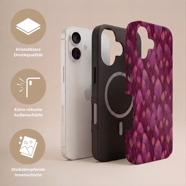 Bladeren - Patroon - Burgundy Toughcase MagSafe Apple iPhone 17 klein 1017 -USP_Lagen_DE