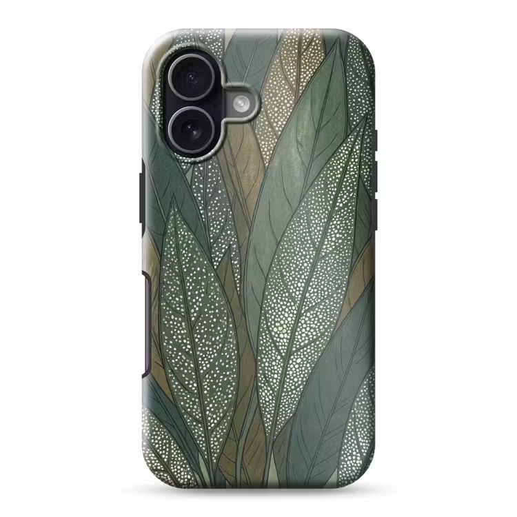 Bladeren - Patroon - Gestippeld - Natuur - Groen Toughcase MagSafe Apple iPhone 17 klein -3d