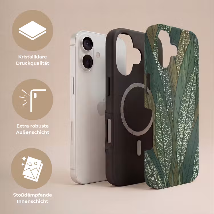 Bladeren - Patroon - Gestippeld - Natuur - Groen Toughcase MagSafe Apple iPhone 17 klein -USP_Lagen_DE