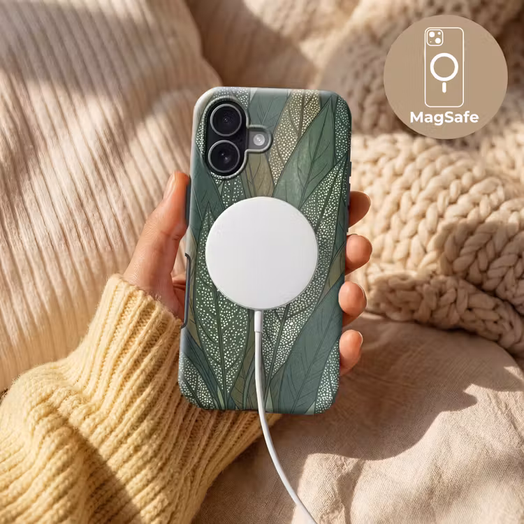 Bladeren - Patroon - Gestippeld - Natuur - Groen Toughcase MagSafe Apple iPhone 17 klein -USP_MagsafeV