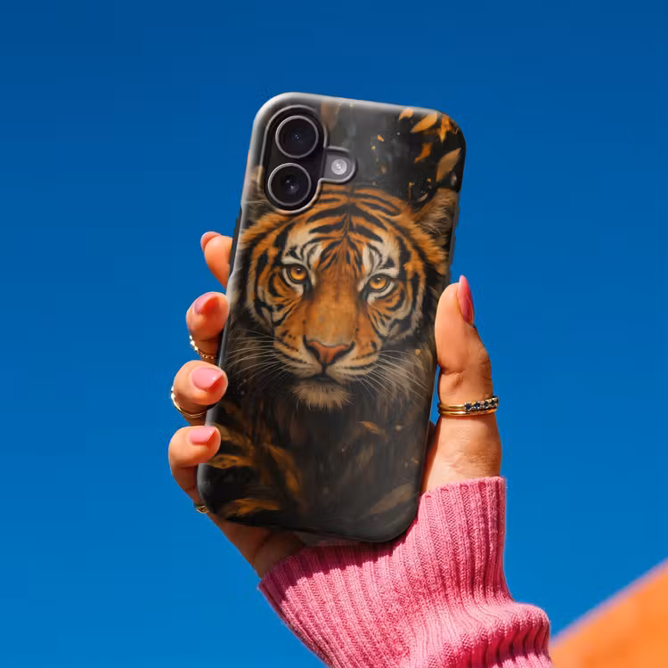 Bladeren - Tijger - Oranje Toughcase MagSafe Apple iPhone 17 klein -Sfeer1V