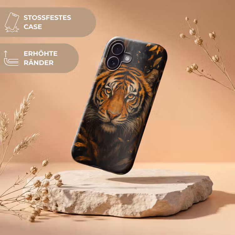 Bladeren - Tijger - Oranje Toughcase MagSafe Apple iPhone 17 klein -USP_RandenV_DE