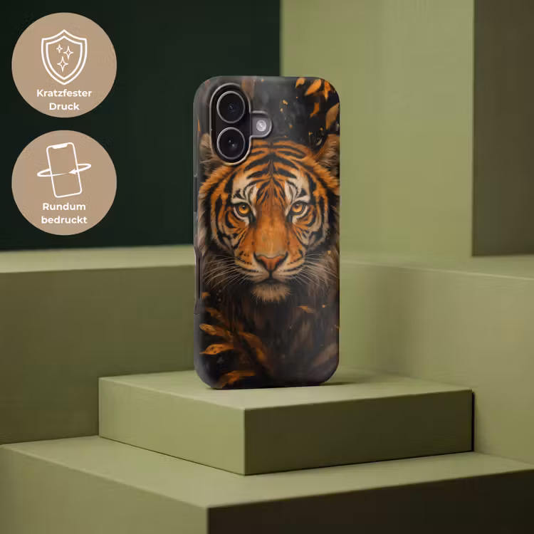 Bladeren - Tijger - Oranje Toughcase MagSafe Apple iPhone 17 klein -USP_PrintM_DE