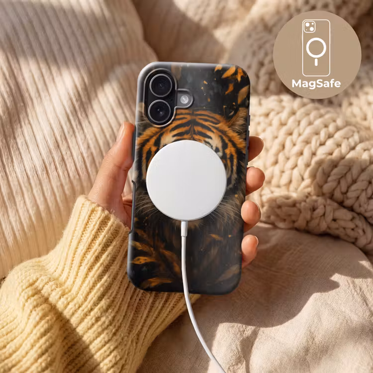 Bladeren - Tijger - Oranje Toughcase MagSafe Apple iPhone 17 klein -USP_MagsafeV