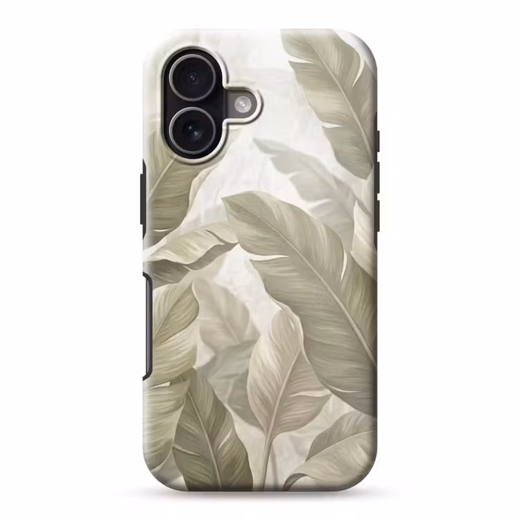 Bladeren - Tropisch - Natuur - Abstract - Beige Toughcase MagSafe Apple iPhone 17 klein -3d
