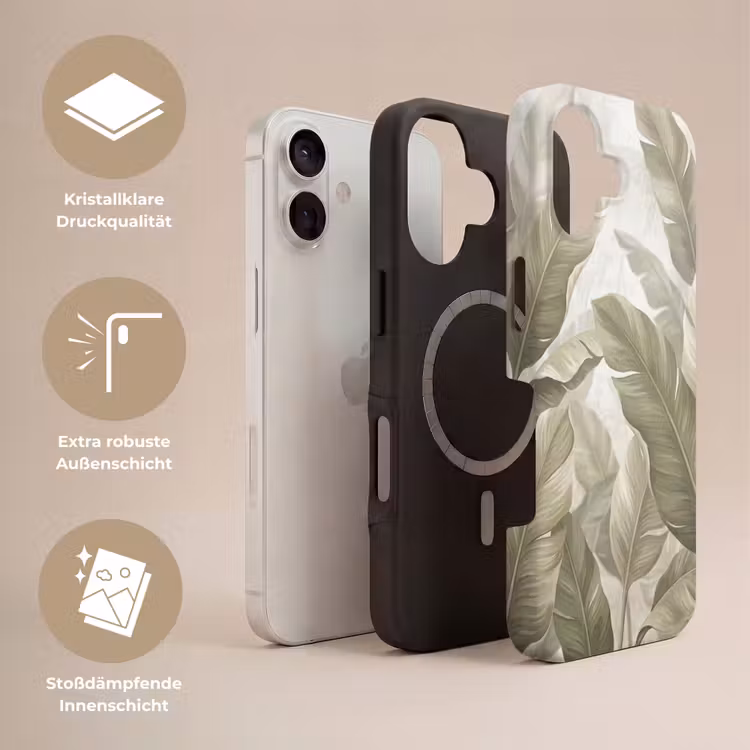 Bladeren - Tropisch - Natuur - Abstract - Beige Toughcase MagSafe Apple iPhone 17 klein -USP_Lagen_DE