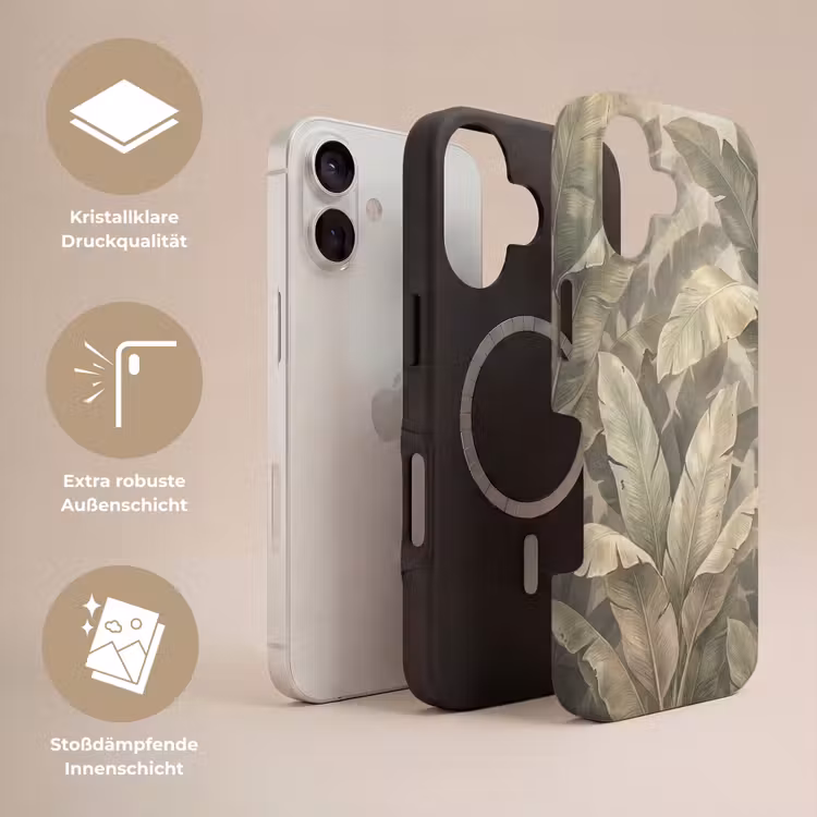 Bladeren - Tropisch - Natuur - Modern - Beige Toughcase MagSafe Apple iPhone 17 klein -USP_Lagen_DE