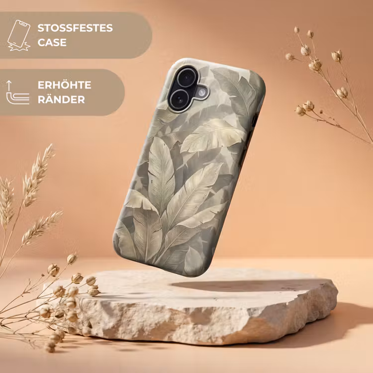 Bladeren - Tropisch - Natuur - Modern - Beige Toughcase MagSafe Apple iPhone 17 klein -USP_RandenV_DE