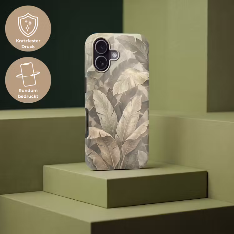 Bladeren - Tropisch - Natuur - Modern - Beige Toughcase MagSafe Apple iPhone 17 klein -USP_PrintM_DE
