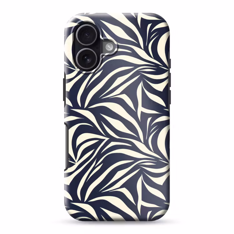 Bladvormen - Blauw - Patroon - Wit Toughcase MagSafe Apple iPhone 17 klein 1017 -3d