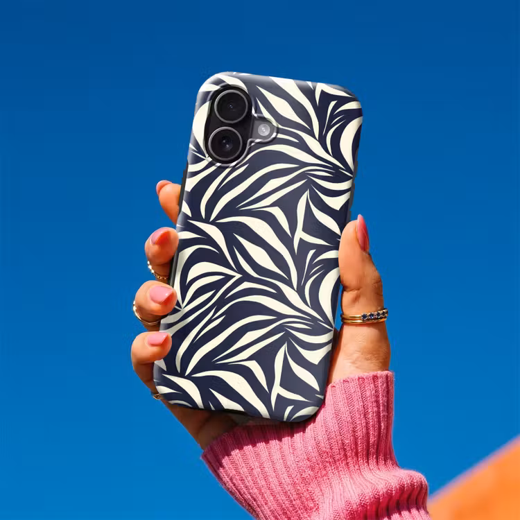 Bladvormen - Blauw - Patroon - Wit Toughcase MagSafe Apple iPhone 17 klein 1017 -Sfeer1V