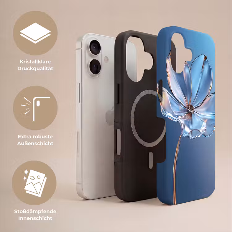 Blauw - Bloem - Glazen - Sierlijk Toughcase MagSafe Apple iPhone 17 klein -USP_Lagen_DE