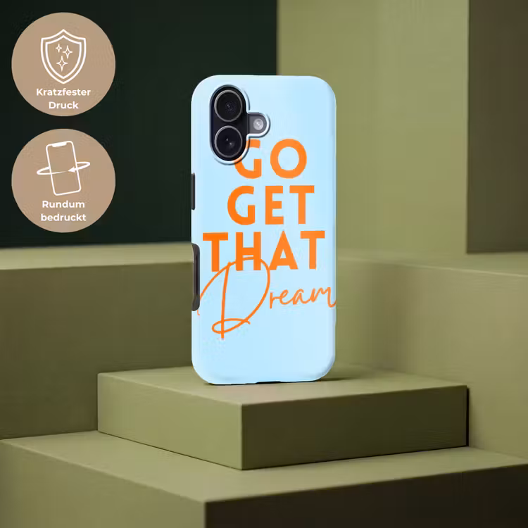 Blauw - Oranje - Tekst Toughcase MagSafe Apple iPhone 17 klein -USP_PrintM_DE