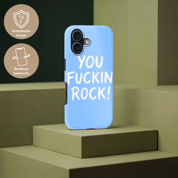 Blauw - Wit - You fuckin rock Toughcase MagSafe Apple iPhone 17 klein -USP_PrintM_DE