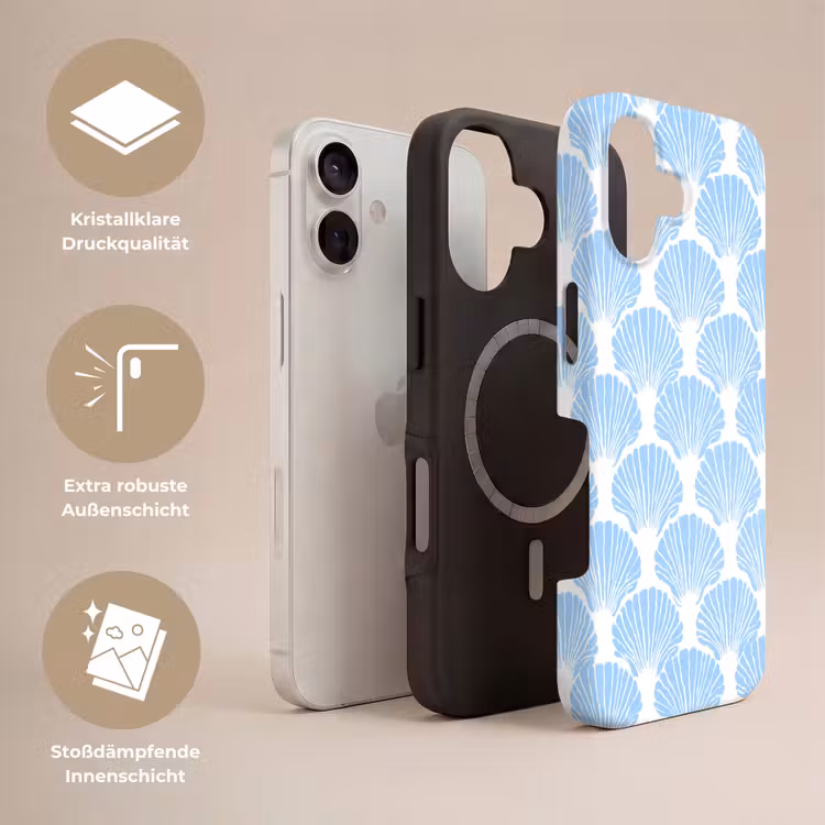 Blauw - Wit - Schelpen - Grafisch - Structuur Toughcase MagSafe Apple iPhone 17 klein 1017 -USP_Lagen_DE