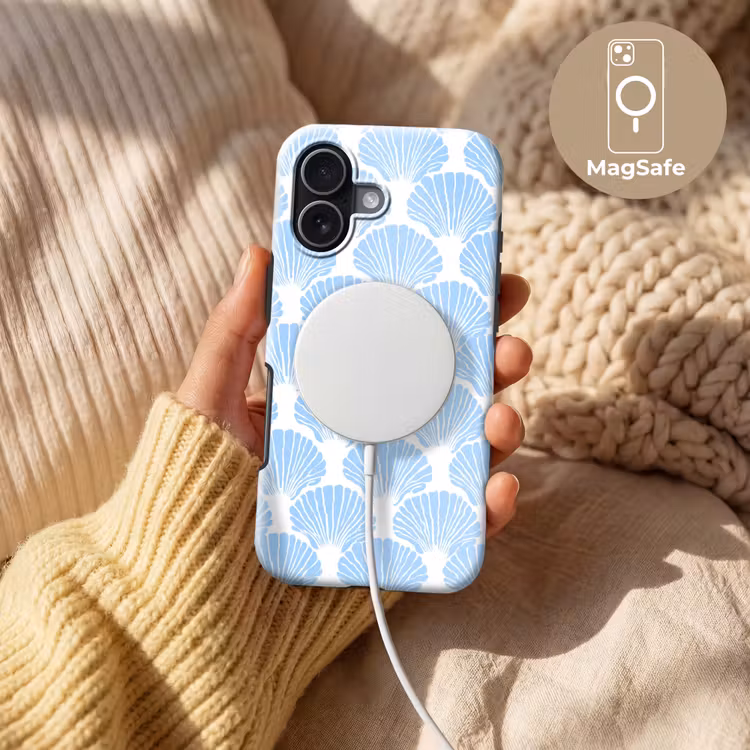 Blauw - Wit - Schelpen - Grafisch - Structuur Toughcase MagSafe Apple iPhone 17 klein 1017 -USP_MagsafeV