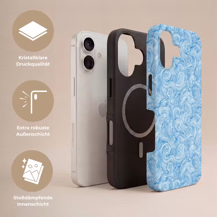 Blauw - Wit - Spiraal - Golven - Lijnen Toughcase MagSafe Apple iPhone 17 klein 1017 -USP_Lagen_DE