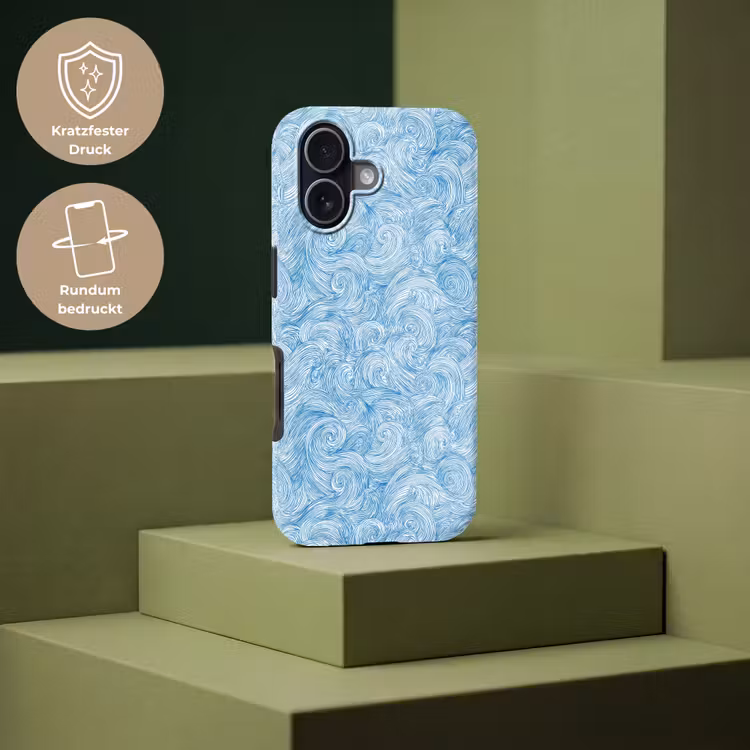 Blauw - Wit - Spiraal - Golven - Lijnen Toughcase MagSafe Apple iPhone 17 klein 1017 -USP_PrintM_DE