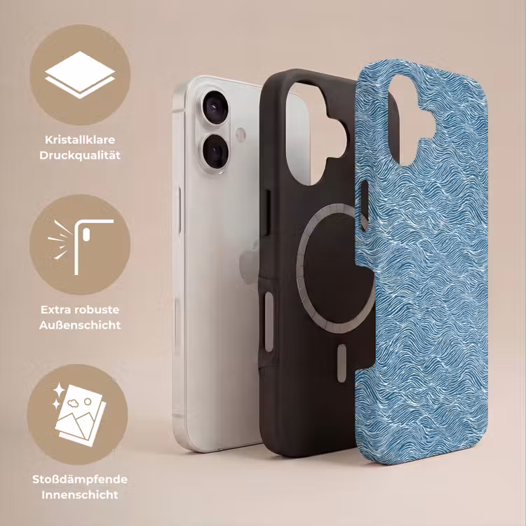 Blauw - Wit - Golven - Getekend - Textuur Toughcase MagSafe Apple iPhone 17 klein 1017 -USP_Lagen_DE
