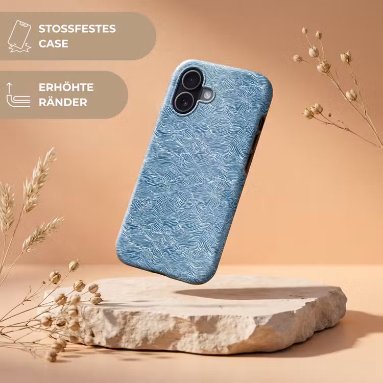 Blauw - Wit - Golven - Getekend - Textuur Toughcase MagSafe Apple iPhone 17 klein 1017 -USP_RandenV_DE