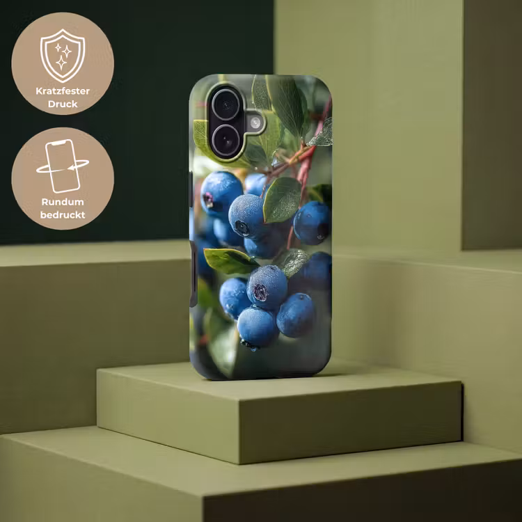 Blauwe bessen - Dauwdruppels - Natuurlijk licht Toughcase MagSafe Apple iPhone 17 klein -USP_PrintM_DE