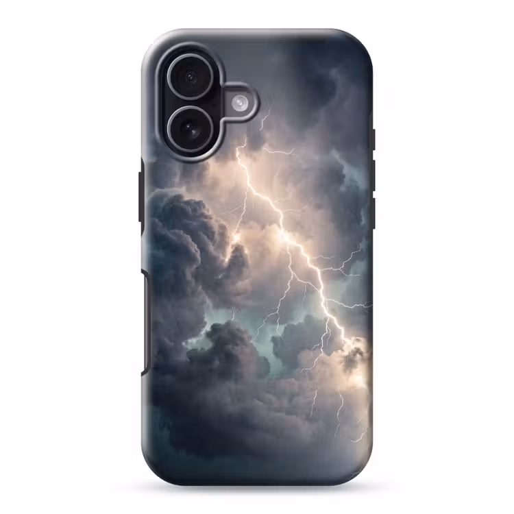 Bliksem - Storm - Natuur - Donker Toughcase MagSafe Apple iPhone 17 klein -3d