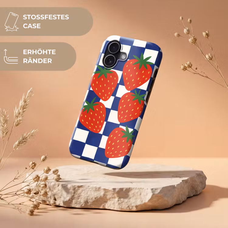 Geblokt - Blauw - Aardbeien Toughcase MagSafe Apple iPhone 17 klein -USP_RandenV_DE