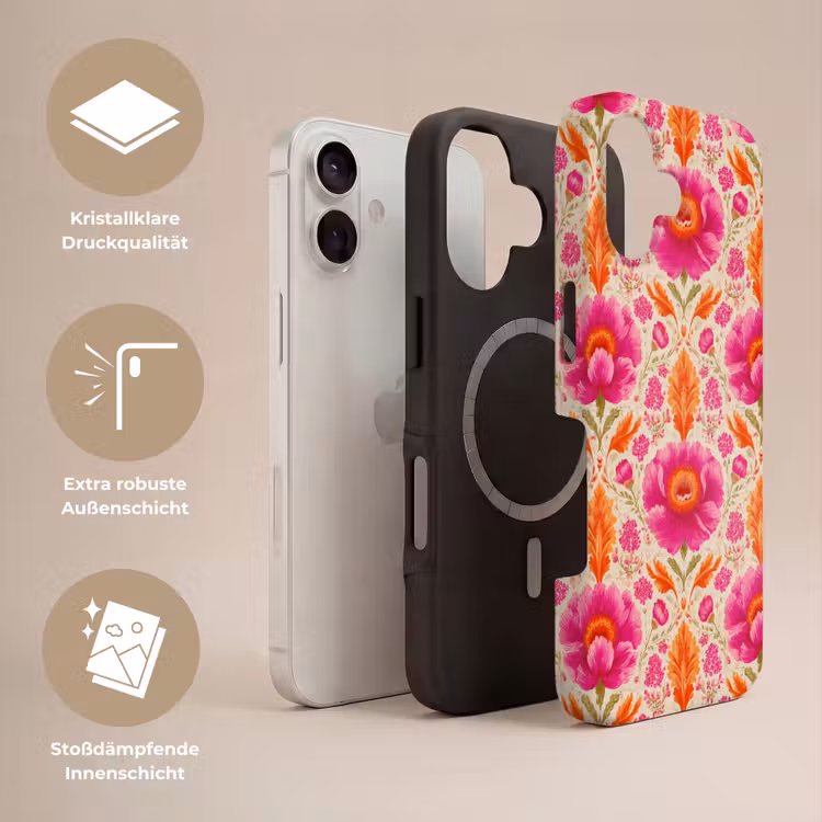 Bloemen - Barok - Roze - Oranje Toughcase MagSafe Apple iPhone 17 klein 1017 -USP_Lagen_DE