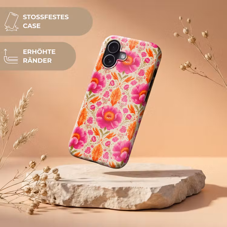 Bloemen - Barok - Roze - Oranje Toughcase MagSafe Apple iPhone 17 klein 1017 -USP_RandenV_DE