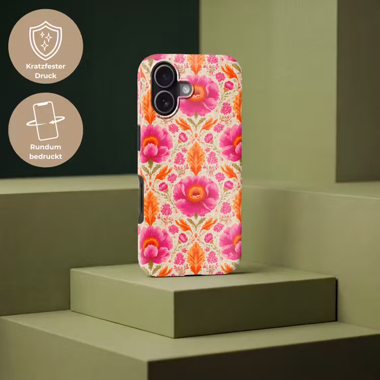 Bloemen - Barok - Roze - Oranje Toughcase MagSafe Apple iPhone 17 klein 1017 -USP_PrintM_DE