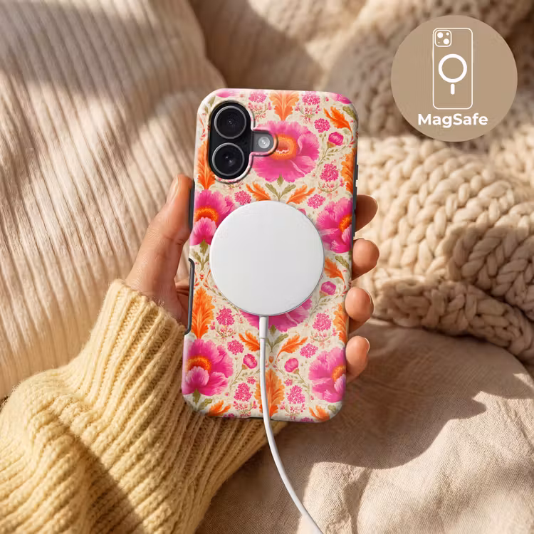 Bloemen - Barok - Roze - Oranje Toughcase MagSafe Apple iPhone 17 klein 1017 -USP_MagsafeV