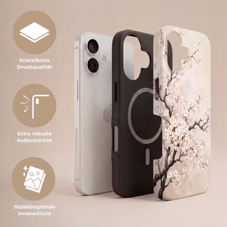 Bloesem - Illustratie - Taupe Toughcase MagSafe Apple iPhone 17 klein -USP_Lagen_DE