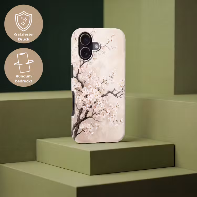 Bloesem - Illustratie - Taupe Toughcase MagSafe Apple iPhone 17 klein -USP_PrintM_DE